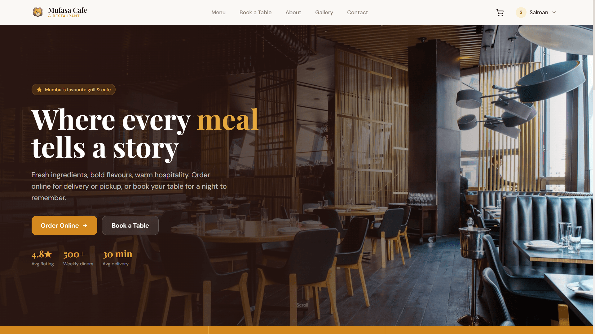 Mufasa Cafe — a live website built by Spectre Studio