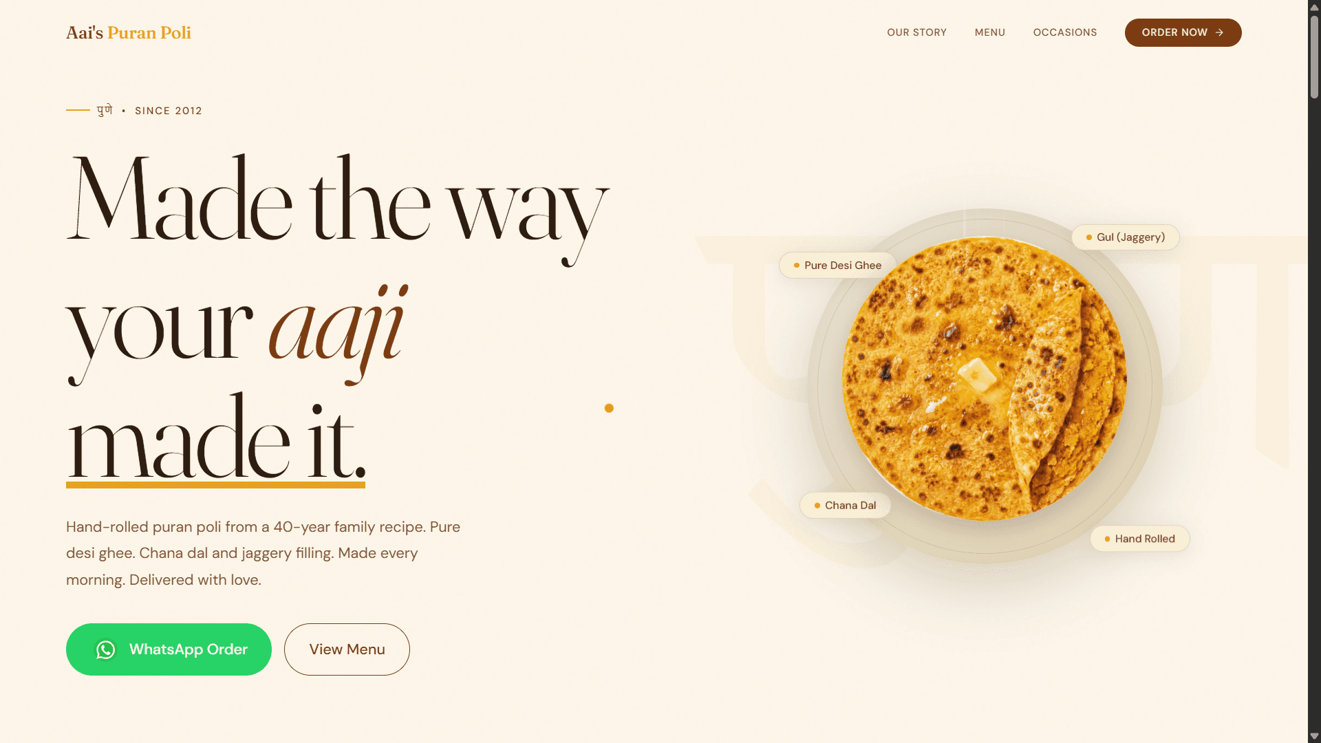 Aai's Puran Poli — website preview
